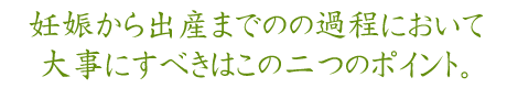 妊娠から出産までのの過程において大事にすべきはこの二つのポイント。